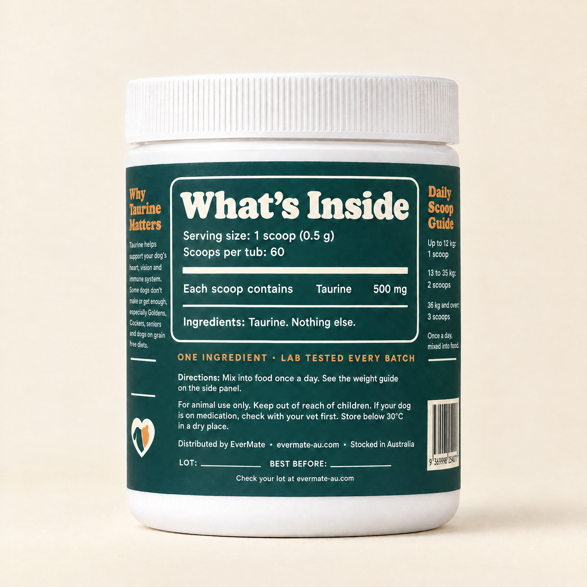 EverMate® Taurine for Dogs - 60 servings